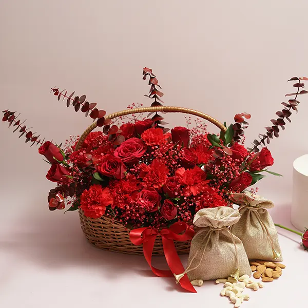 Red Glory Basket with Nut Medley