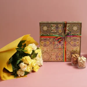 Yellow Roses & Dry Fruit Box